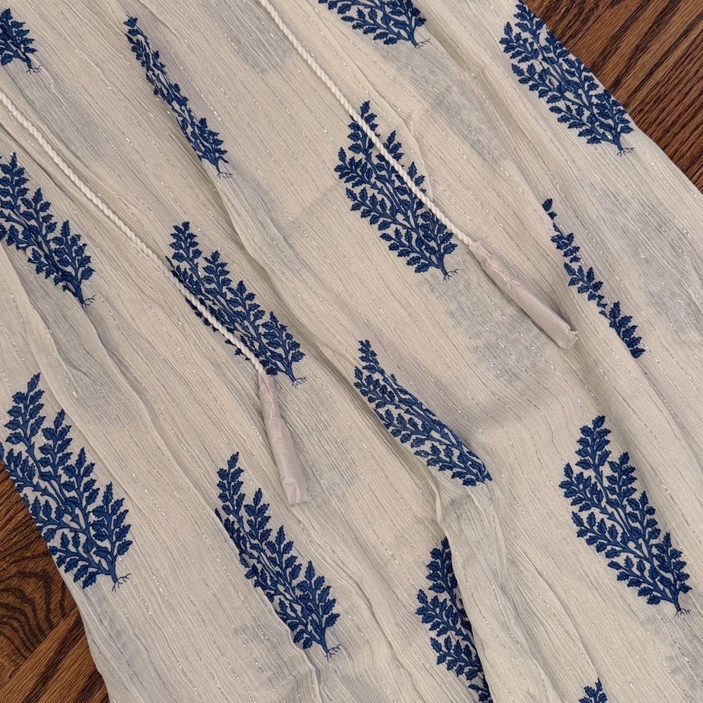 NWT Daughters of India Blue White Dress Cover Up Size XS - Picture 3 of 5